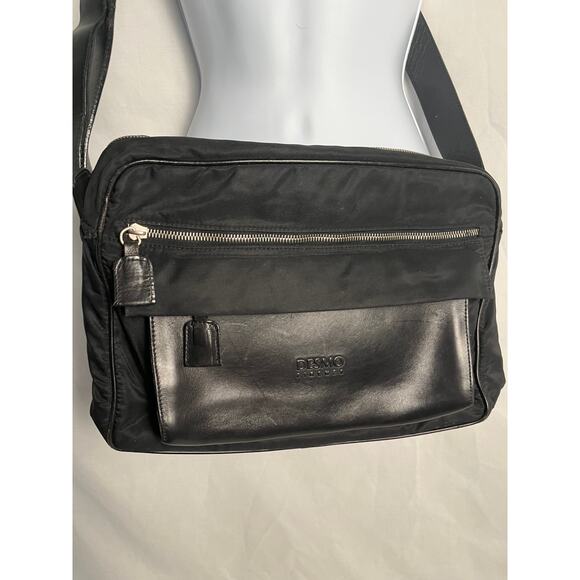 Vintage DESMO Italy Nylon Leather Crossbody Bag Black Large Travel Messenger - Picture 2 of 4
